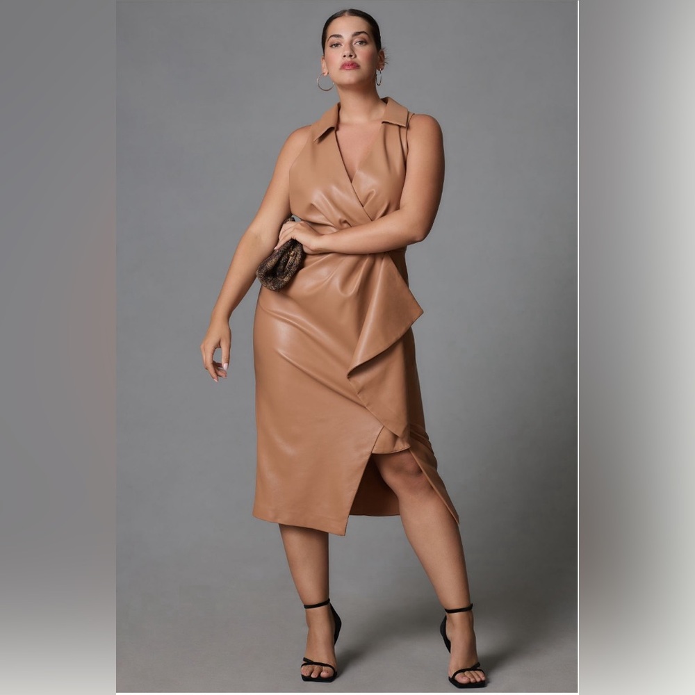By Anthropologie Faux Leather Midi Dress